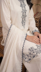 LNF-128 WHITE RTW EMBROIDERED SILK