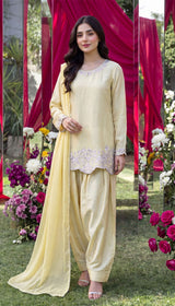 LNF-129 YELLOW RTW EMBROIDERED SILK
