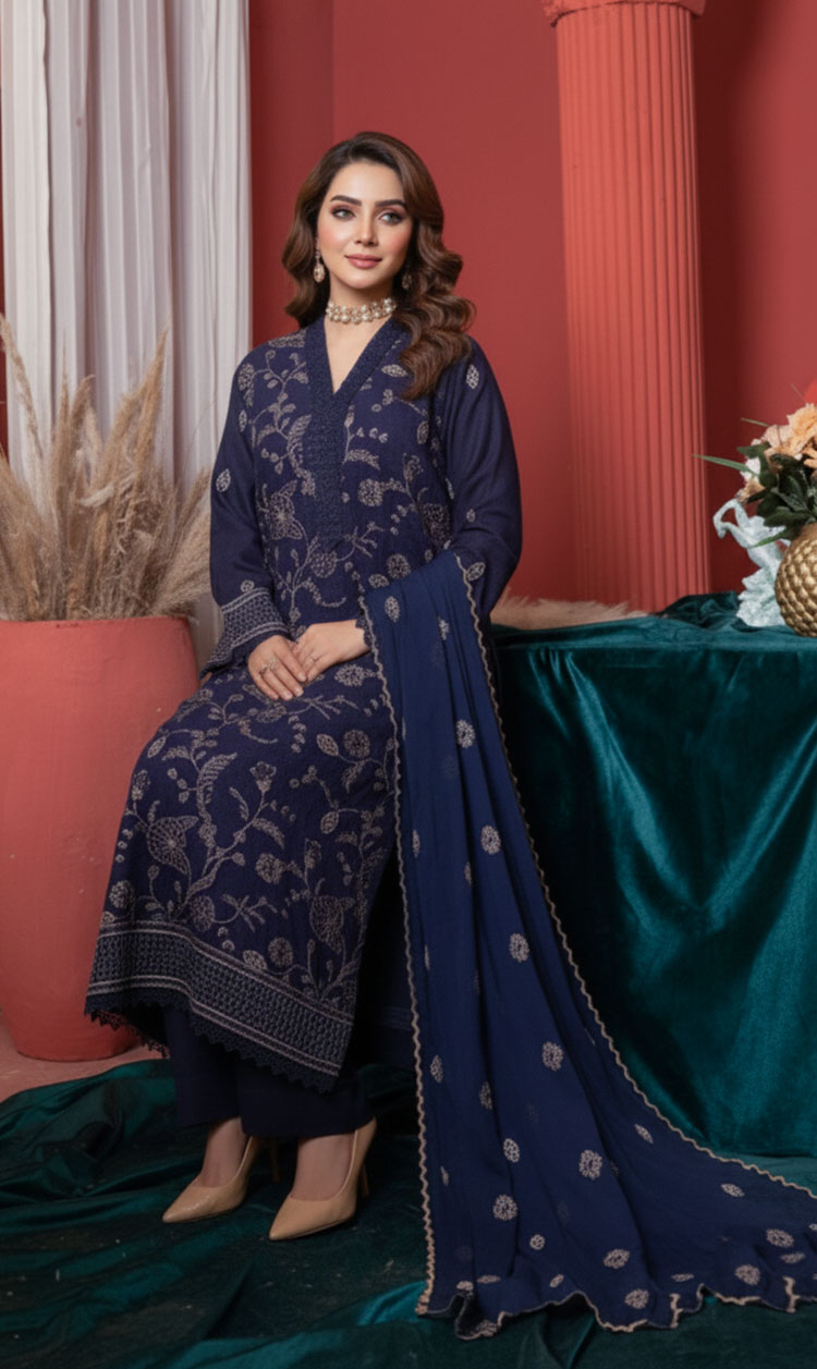 LNF-131 Blue Karandi 3 Piece Unstitched