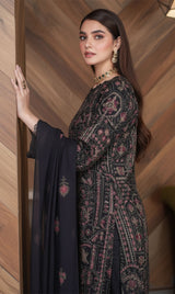 LNF-133 Mid Night Black Karandi 3 Piece Unstitched