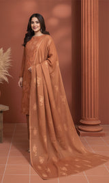 LNF-134 Copper Brown Karandi 3 Piece Unstitched