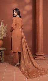 LNF-134 Copper Brown Karandi 3 Piece Unstitched