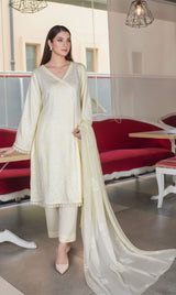 LNF-135 Off White Karandi 3 Piece Unstitched
