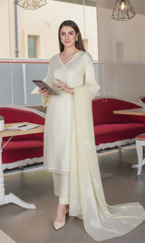 LNF-135 Off White Karandi 3 Piece Unstitched