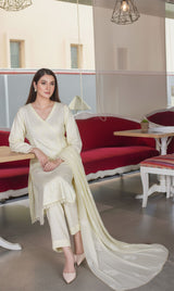 LNF-135 Off White Karandi 3 Piece Unstitched