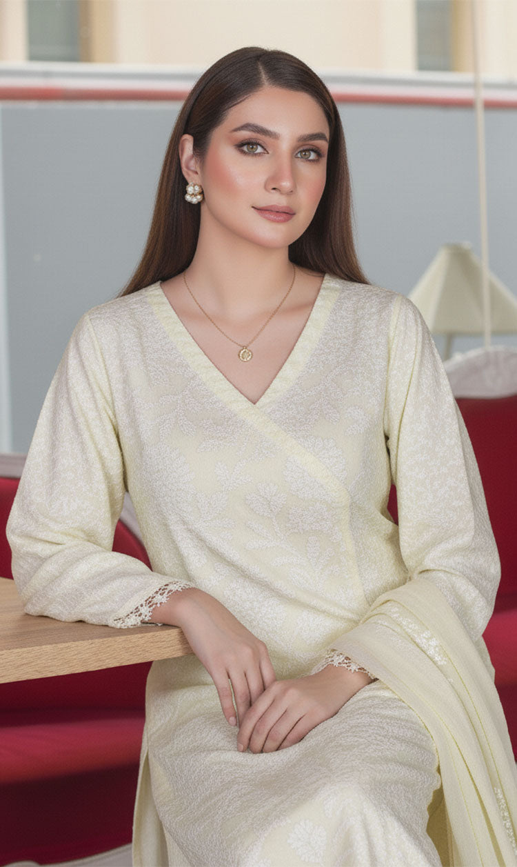 LNF-135 Off White Karandi 3 Piece Unstitched