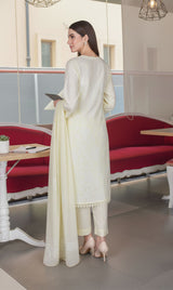 LNF-135 Off White Karandi 3 Piece Unstitched