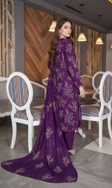 LNF-136 Purple Karandi 3 Piece Unstitched