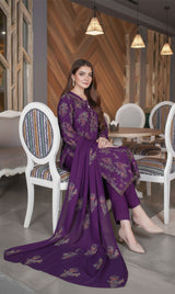 LNF-136 Purple Karandi 3 Piece Unstitched