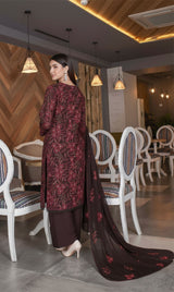 LNF-137 Deep Brown Karandi 3 Piece Unstitched