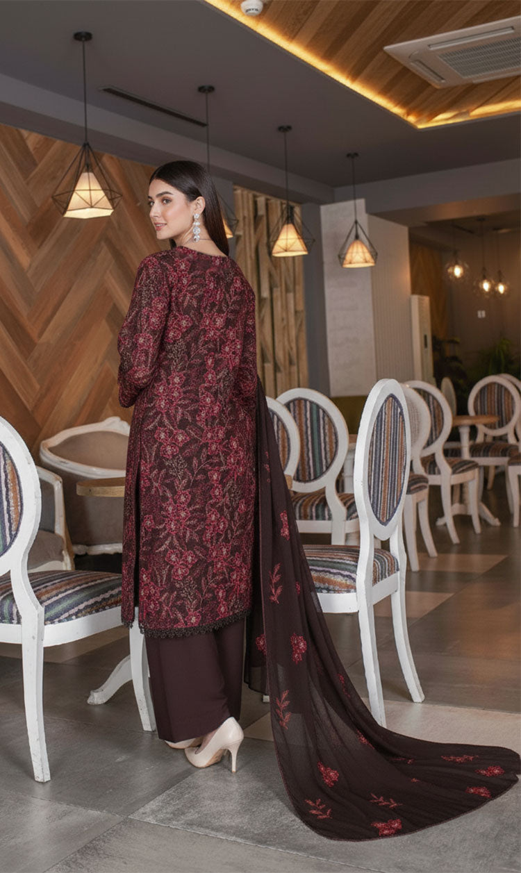 LNF-137 Deep Brown Karandi 3 Piece Unstitched