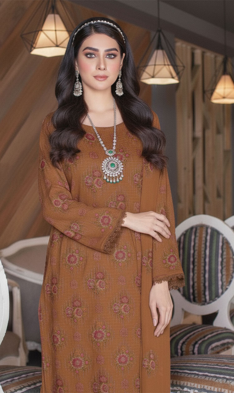 LNF-138 Leather Brown Karandi 3 Piece Unstitched