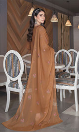 LNF-138 Leather Brown Karandi 3 Piece Unstitched