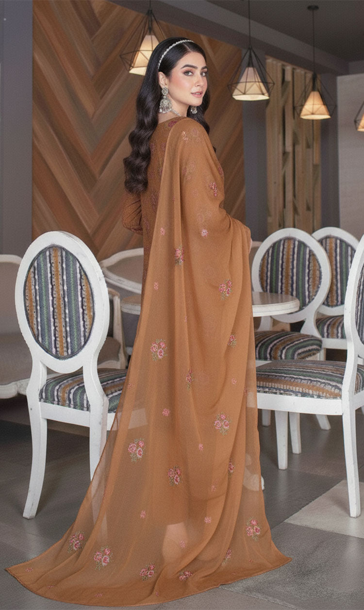 LNF-138 Leather Brown Karandi 3 Piece Unstitched