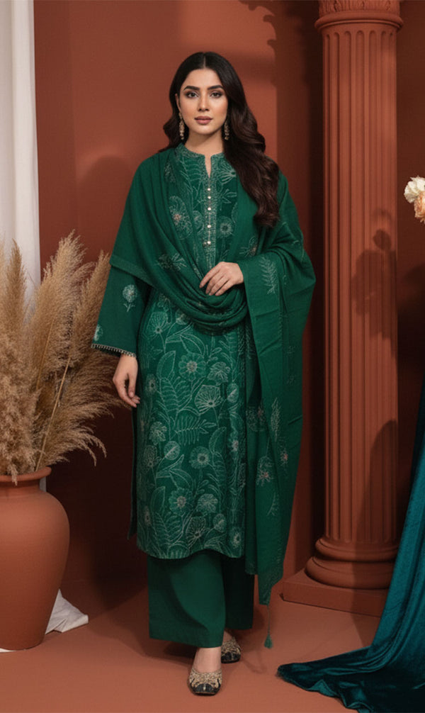 LNF-141 Green Karandi 3 Piece Unstitched