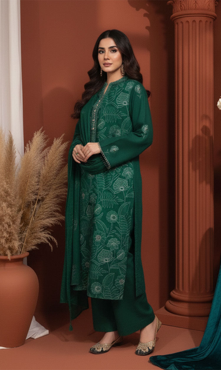 LNF-141 Green Karandi 3 Piece Unstitched