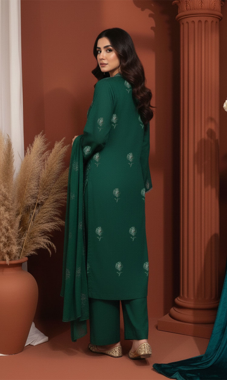 LNF-141 Green Karandi 3 Piece Unstitched