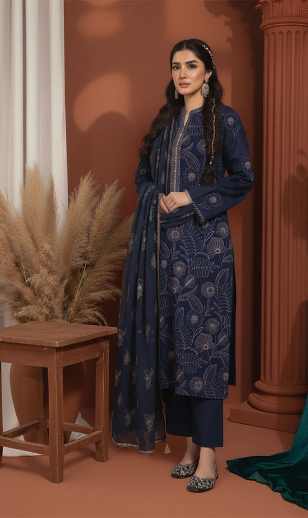 LNF-142 Blue Karandi 3 Piece Unstitched