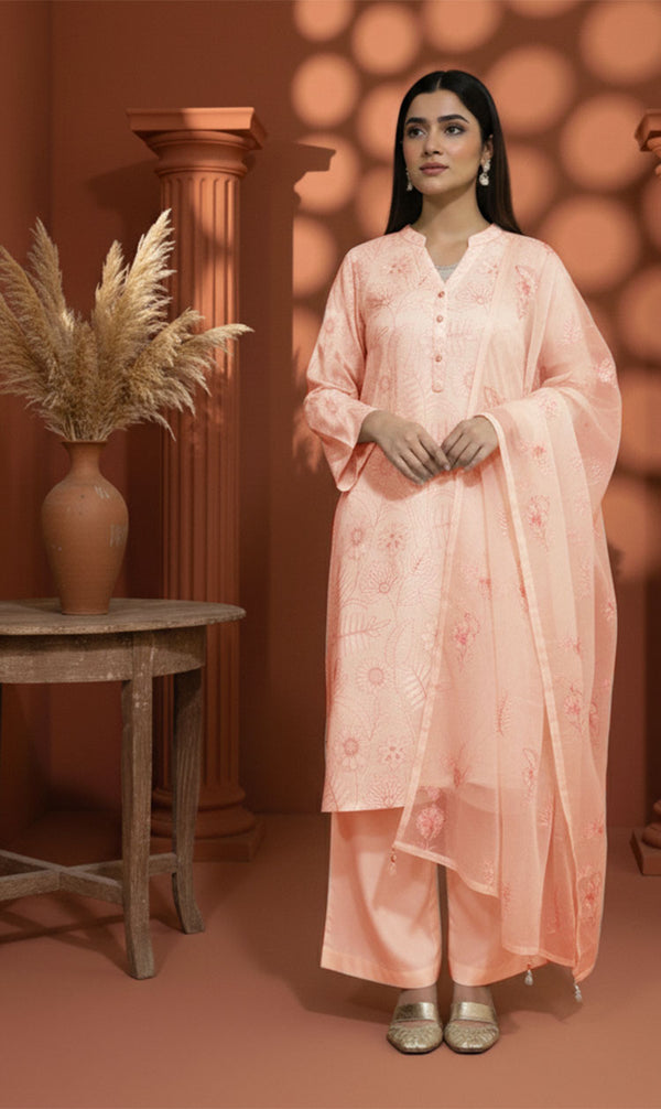 LNF-143 Soft Pink Karandi 3 Piece Unstitched