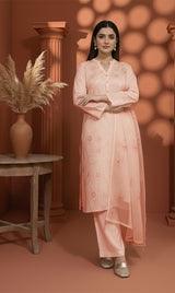 LNF-143 Soft Pink Karandi 3 Piece Unstitched