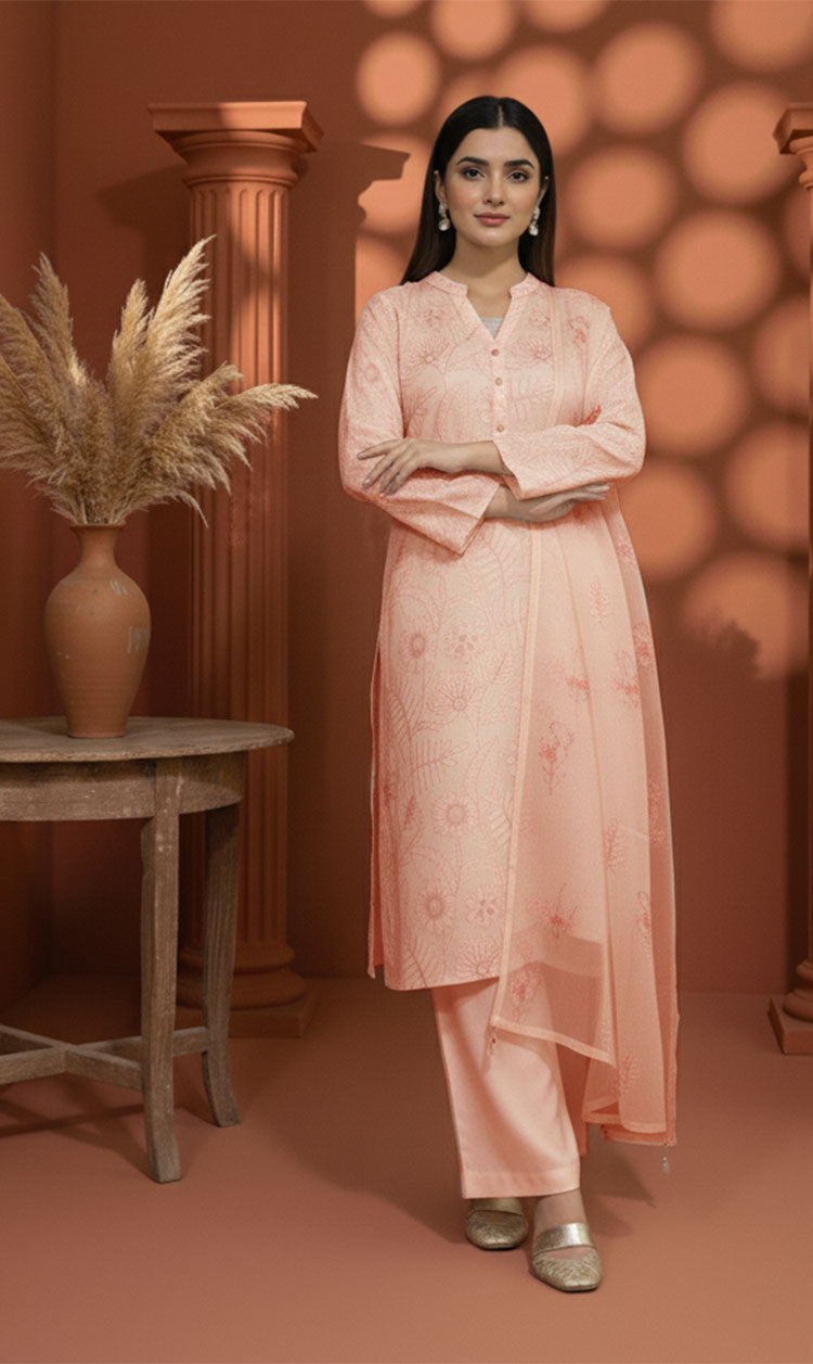 LNF-143 Soft Pink Karandi 3 Piece Unstitched