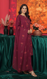 LNF-144 Deep Pink Karandi 3 Piece Unstitched