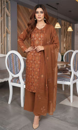 LNF-147 Pecan Brown Karandi 3 Piece Unstitched