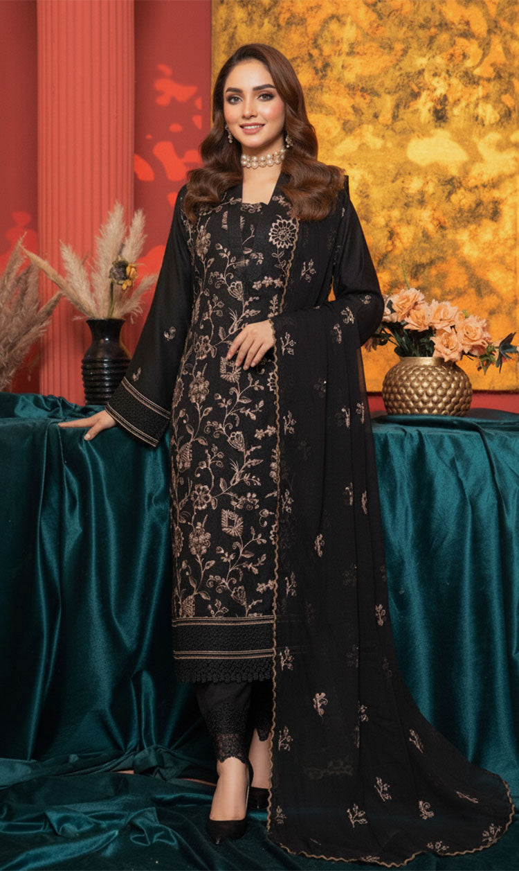 LNF-149 Black Karandi 3 Piece Unstitched