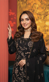 LNF-149 Black Karandi 3 Piece Unstitched