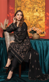 LNF-149 Black Karandi 3 Piece Unstitched