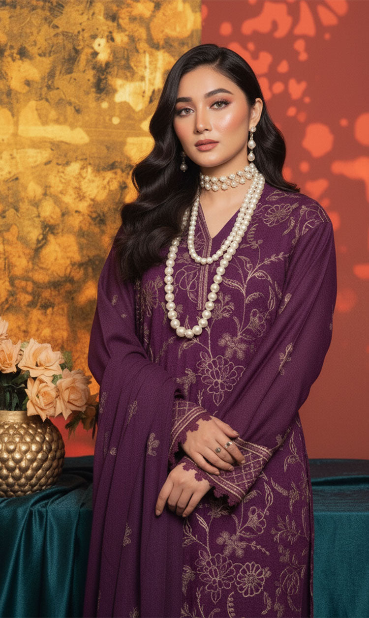 LNF-152 Magenta Karandi 3 Piece Unstitched