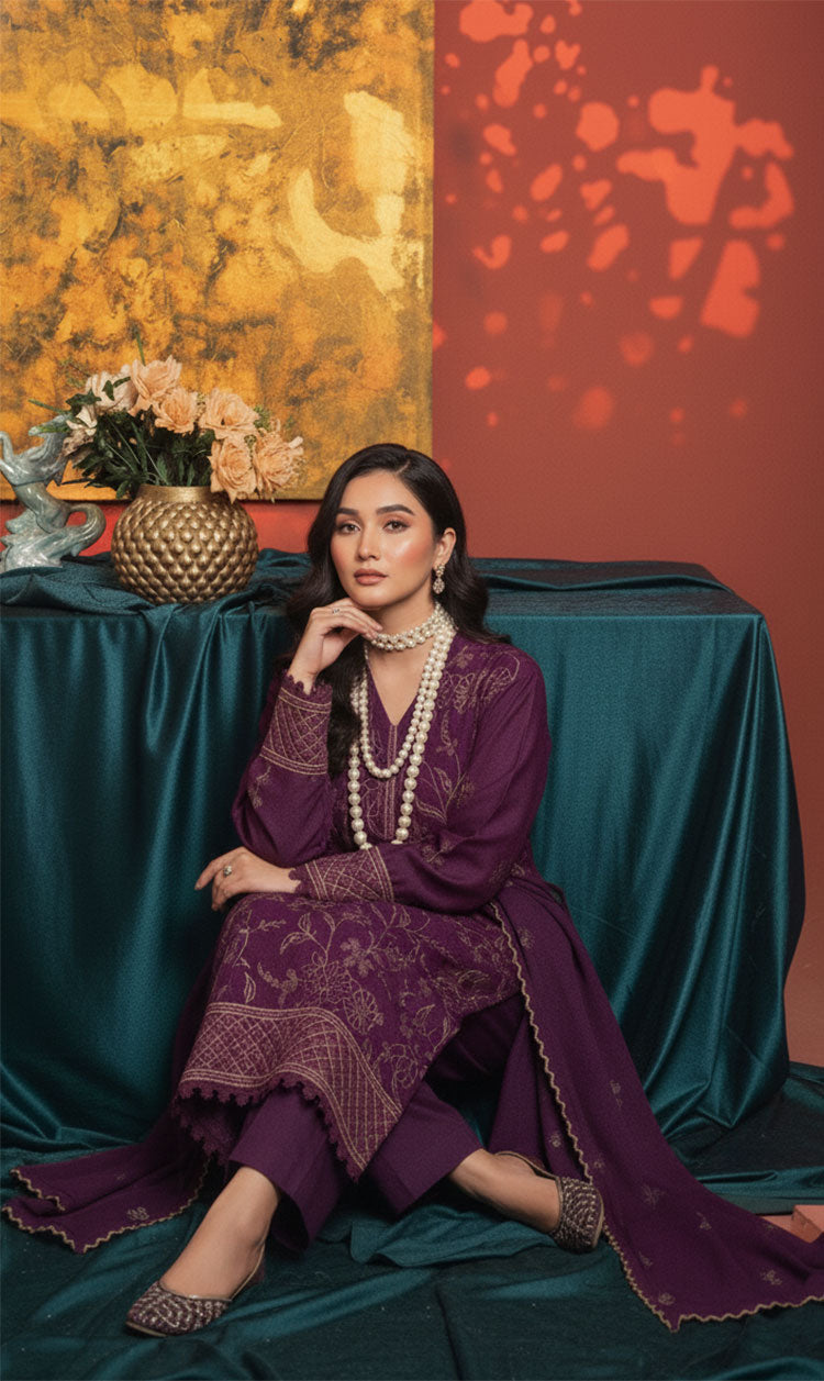 LNF-152 Magenta Karandi 3 Piece Unstitched