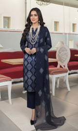 LNF-153 Blue Karandi 3 Piece Unstitched