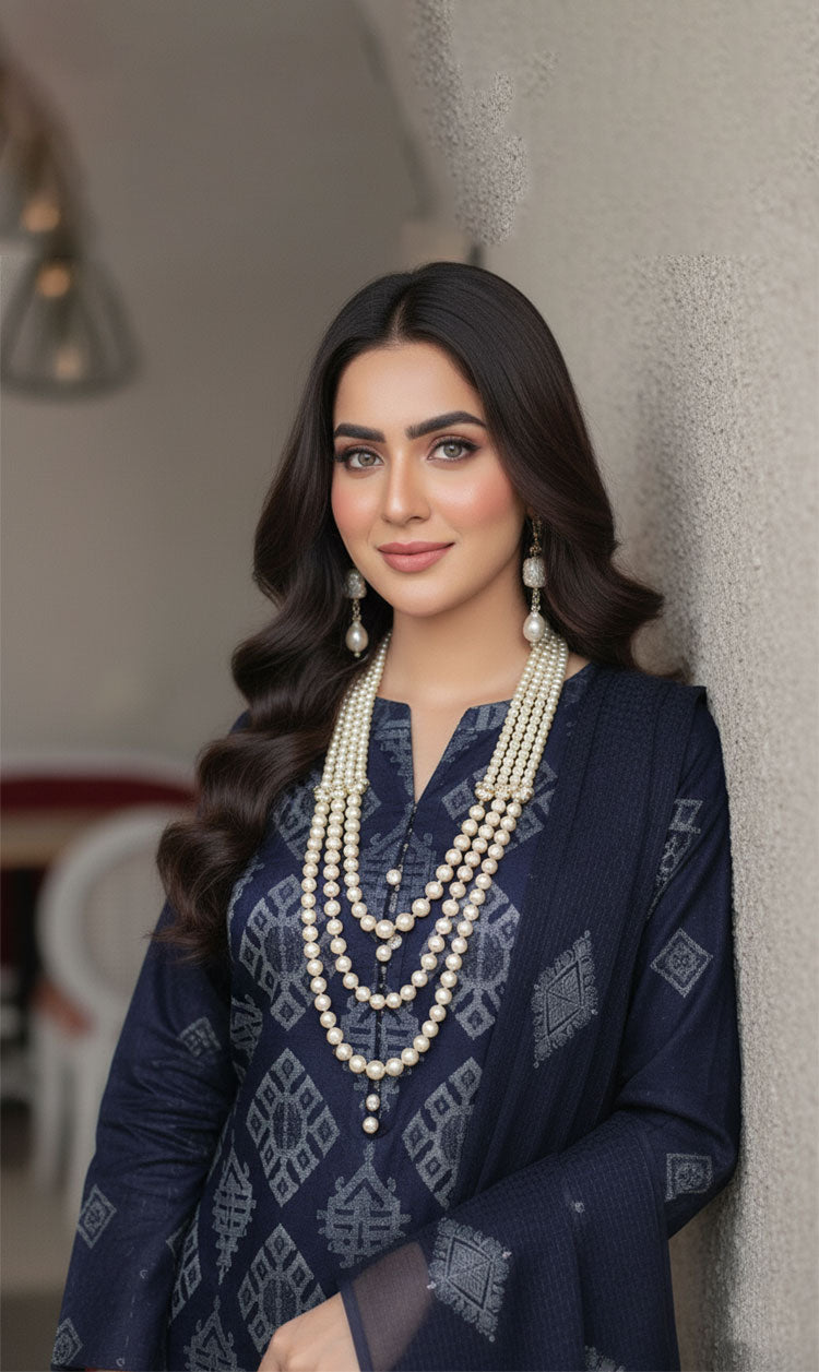 LNF-153 Blue Karandi 3 Piece Unstitched