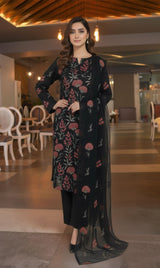 LNF-154 Black Karandi 3 Piece Unstitched