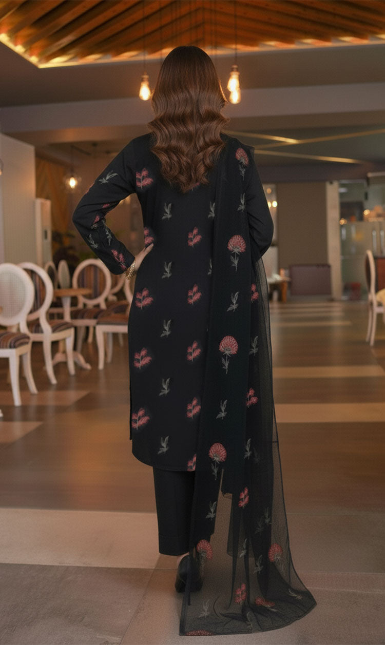 LNF-154 Black Karandi 3 Piece Unstitched