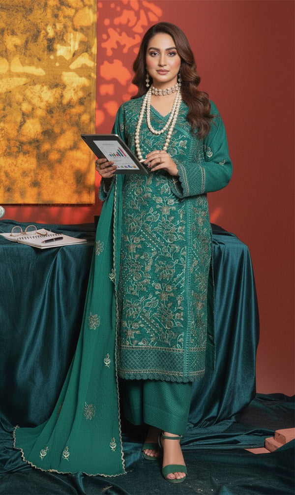 LNF-155 Green Karandi 3 Piece Unstitched