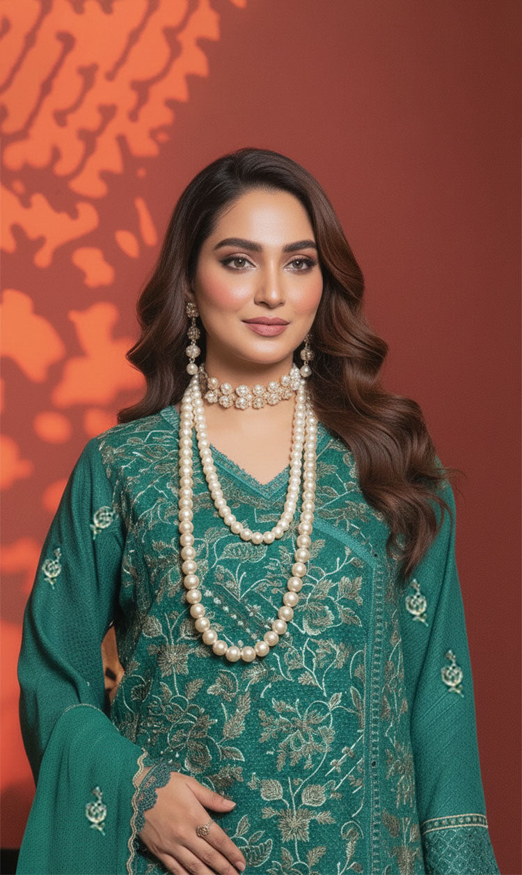 LNF-155 Green Karandi 3 Piece Unstitched