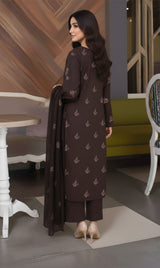 LNF-157 Deep Brown Karandi 3 Piece Unstitched