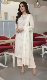 LNF-158 Off White Karandi 3 Piece Unstitched