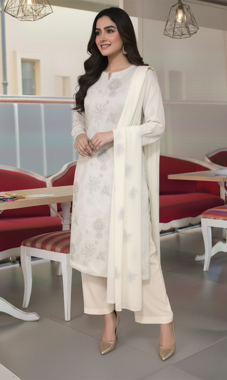 LNF-158 Off White Karandi 3 Piece Unstitched