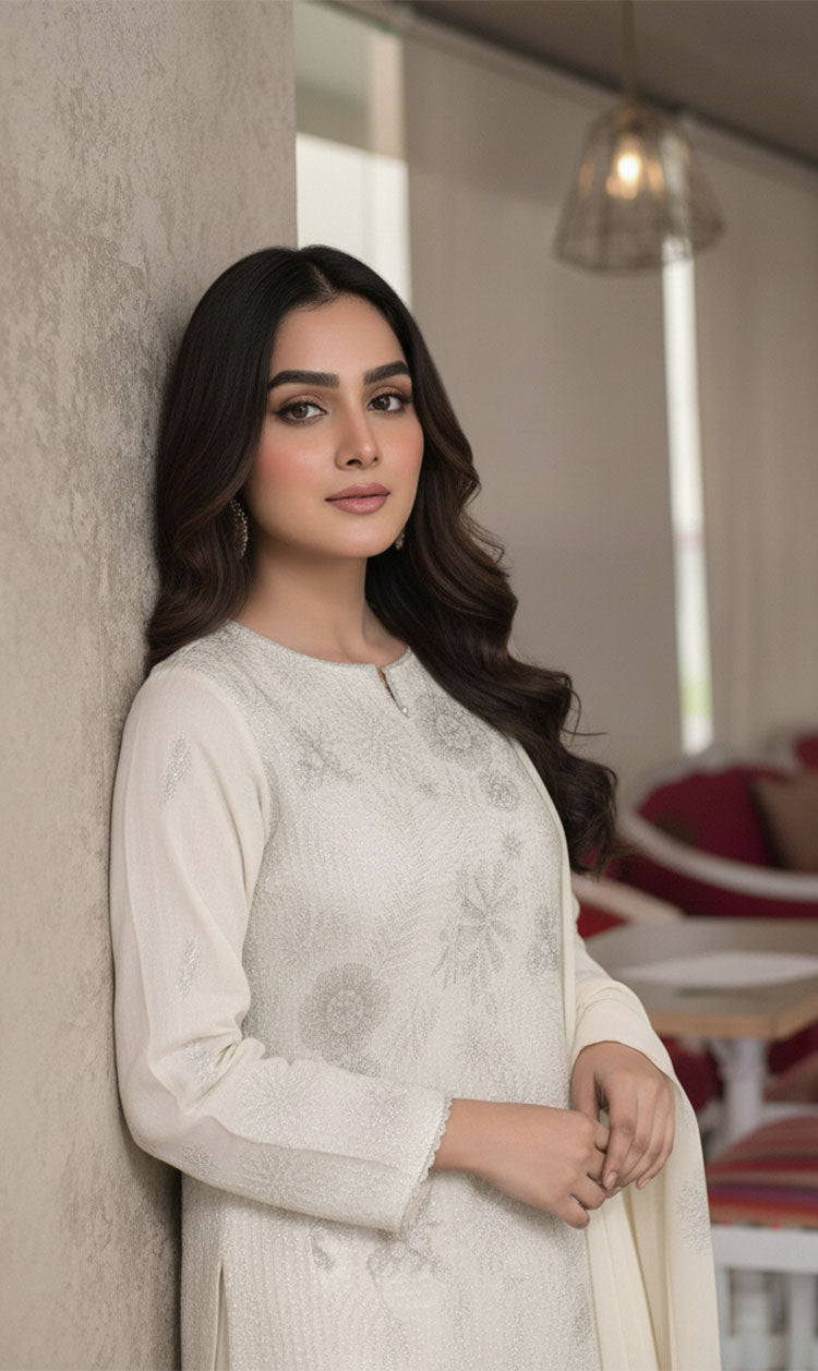 LNF-158 Off White Karandi 3 Piece Unstitched