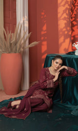 LNF-159 Maroon Karandi 3 Piece Unstitched