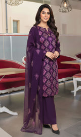 LNF-160 Purple Karandi 3 Piece Unstitched