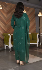 LNF-161 Bottle Green Karandi 3 Piece Unstitched