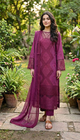 LNF 175 MAJANTA HAZE CHIKAN KARI LAWN 3 PCS