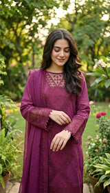 LNF 175 MAJANTA HAZE CHIKAN KARI LAWN 3 PCS