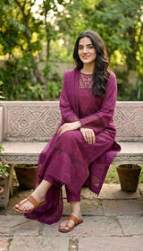 LNF 175 MAJANTA HAZE CHIKAN KARI LAWN 3 PCS