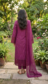 LNF 175 MAJANTA HAZE CHIKAN KARI LAWN 3 PCS