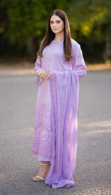LNF 176 LILAC CHIKAN KARI LAWN 3 PCS